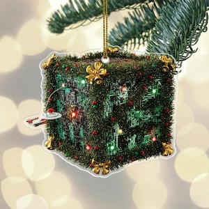 Borg Cube Trek Christmas Ornament, Beware the Borg Ornament, Xmas Tree Hanging, Geek Holiday Decor, Christmas Gift