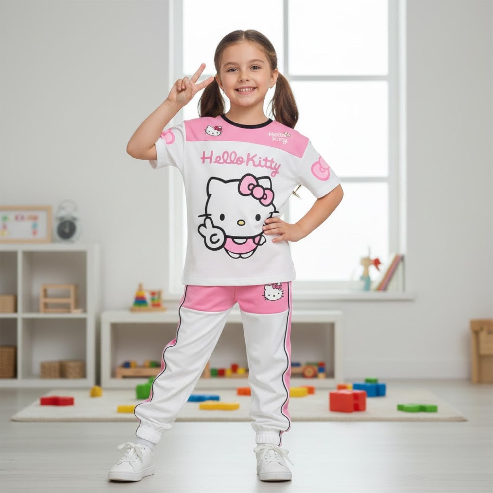 Chaud Kawaii Hello Kitty pyjamas filles chemise de nuit Sanrio enfants automne et hiver peignoir à capuche décontracté hauts maison vêtements ensemble  200574005