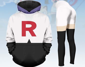 Sudadera con capucha del Equipo Rocket de Jessie, leggings con capucha de cosplay de villano de dibujos animados, sudadera con capucha de película Love para mujer, disfraz para fan