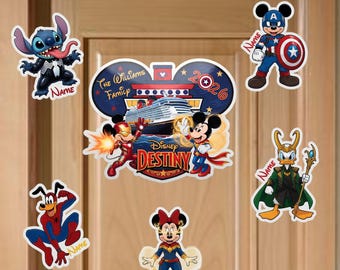 Personalized Disney Cruise Line Marvel Character 2026 Magnet, Superheroes Disney Destiny Magic, Custom Family Cruise Door magnet