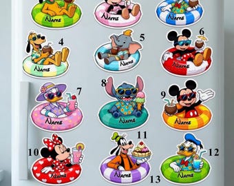 Personalized Disney Character Magnet, Disney Cruise Magnet, Summer Pool Float Fridge Magnet Vacation, Family Cruise Door Magnet
