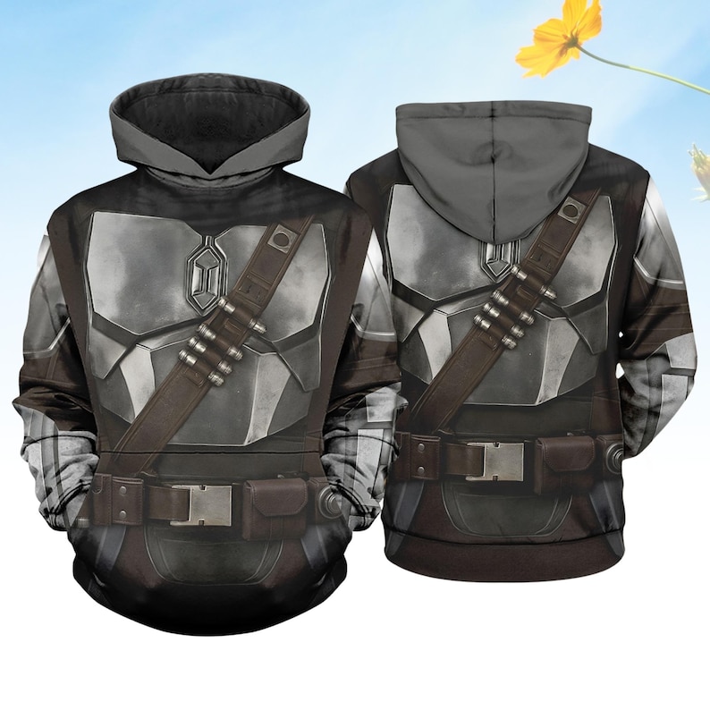 The Mandalorian Costume Hoodie, Star Wars Cosplay Hoodie For Adults, Star Wars Fan Cosplay Hoodie For Him, Disney Movie Hoodie