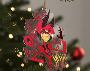 Hazbin Hotel Alastor Acrylic Christmas Ornament, Cartoon Xmas Tree Ornament, Alastor Xmas Tree Hanging, Unique Character Ornament