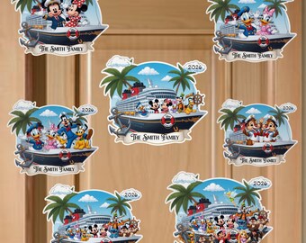 Personalized Disney Cruise Line 2026 Magnet, Mickey And Friends Family Trip Cruise Door Magnet, Custom Our 1st Disney Cruise Magnet