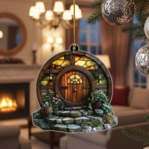 Christmas Acrylic Ornament, Fantasy Movie Holiday Ornament, Middle Earth Tree Decoration, Geek Fandom Christmas Gift