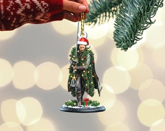 Aragorn Fantasy Warrior Christmas Ornament, Sword Xmas Tree Hanging Medieval Warrior Xmas Decor Unique Holiday Tree Gift