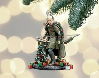 Adorno navideño de Legolas, personaje de fantasía, para colgar en el árbol de Navidad, decoración coleccionable, regalo único para las fiestas.