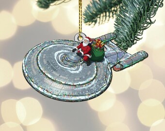 Adorno navideño U.S.S. Galaxy NCC-70637, decoración navideña de ciencia ficción para árbol de Navidad, adorno navideño de Papá Noel, regalo navideño