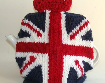 Union Jack Tea Cozy hand knitted tea cosy