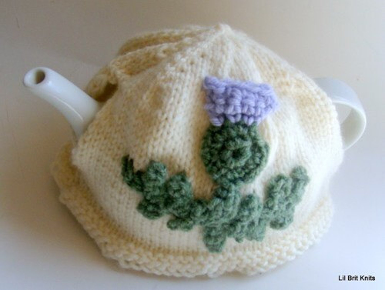 Knitted Tea Cosy With Scottish Thistle Design Handmade Tea Etsy