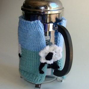 French Press Cozy Cafetiere Cosy Hand Knitted with Field of Sheep for 8 cup french press image 2