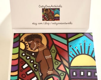Afrocentric Art Greeting Card: Black Woman Print
