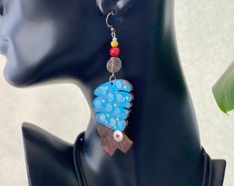Jewlery, Afrocentric,Earring ,Dangle,African Dispora,BlackOwned Shop, Gifts,Blue