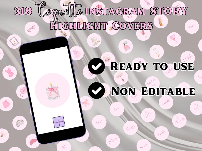Plus de 300 couvertures esthétiques Coquette de points culminants d'Instagram, icônes de points culminants d'Instagram romantiques d'aquarelle, couvertures roses d'histoire de point culminant d'Instagram image 7