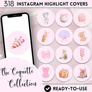 Coquette Instagram Highlight Covers | Soft Pink Aesthetic IG Story Icons | Bows and Lace Coquette Highlights for Girly Social Media