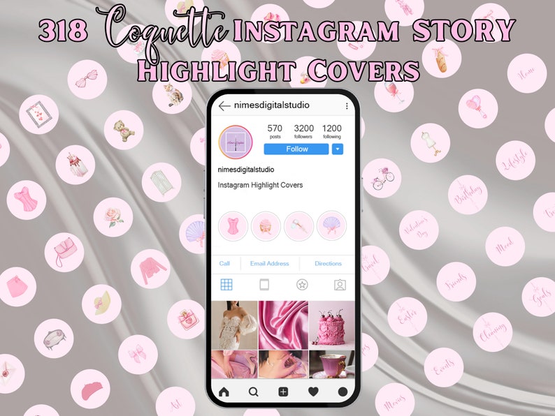 Plus de 300 couvertures esthétiques Coquette de points culminants d'Instagram, icônes de points culminants d'Instagram romantiques d'aquarelle, couvertures roses d'histoire de point culminant d'Instagram image 6