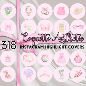 Über 300 kokette ästhetische Instagram-Highlight-Cover, Aquarell-Romantik-Bogen-Instagram-Highlight-Symbole, rosa Instagram-Highlight-Story-Cover Bild 1