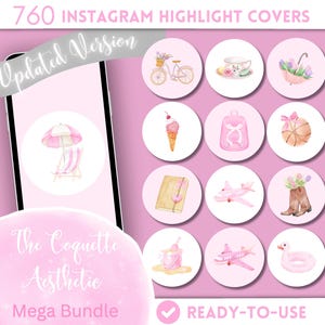 700+ Coquette Bundle Instagram Highlight Covers, Watercolor Ribbon Bow Instagram Highlight Icons, Pink Instagram Highlight Story Icon