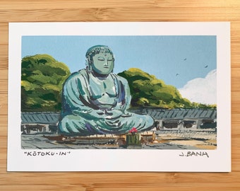 Kamakura  - Japan Travel Art - Giant Buddha - Art Print 4x6 or 8 x10