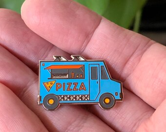 Pizza Truck - Hard Enamel Pin - Food Trucks  - Brooch - Cheese -