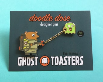 Ghost Toasters -  HARD ENAMEL PIN - Bear Murray - glow in the dark ghost