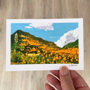California Poppies -  Plein Air Painting Print, Beautiful flowers in CA - 4x6 or 8x10 art print