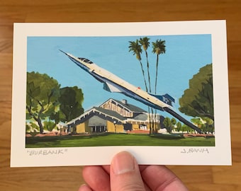 Aviation Display at George Izay Park- Burbank Art Print Series - Plein Air Painting Print