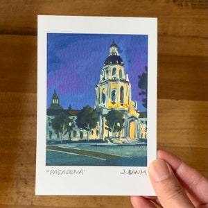 Pasadena City Hall at Night - Mini Art Print - Pawnee