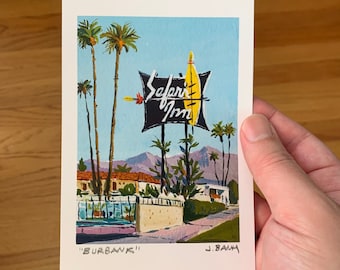 The Safari Inn California - Burbank Art Print Series - Plein Air Painting Print