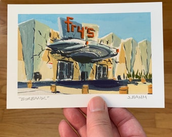 Fry’s - Burbank Art Print Series - Plein Air Painting Print - 4x6 art print