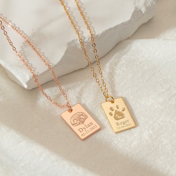 Paw Print Necklace, Actual Dog Paw Print Necklace, Cat Paw Necklace, Personalized Pet Jewelry, Pet Loss Memorial Gift, Cat Dog Mom Gift