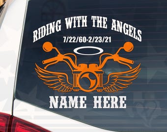 Motorcycle Memorial Vinyl Decal: Riding With The Angels