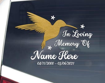 In liebevoller Erinnerung Kolibri-Gedenk-Vinyl-Aufkleber - Erinnerungs-Autofensteraufkleber