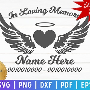 Pour un souvenir affectueux Ailes SVG | Conception funéraire Wings in Memory | Fichier numérique SVG commémoratif des ailes dans la mémoire