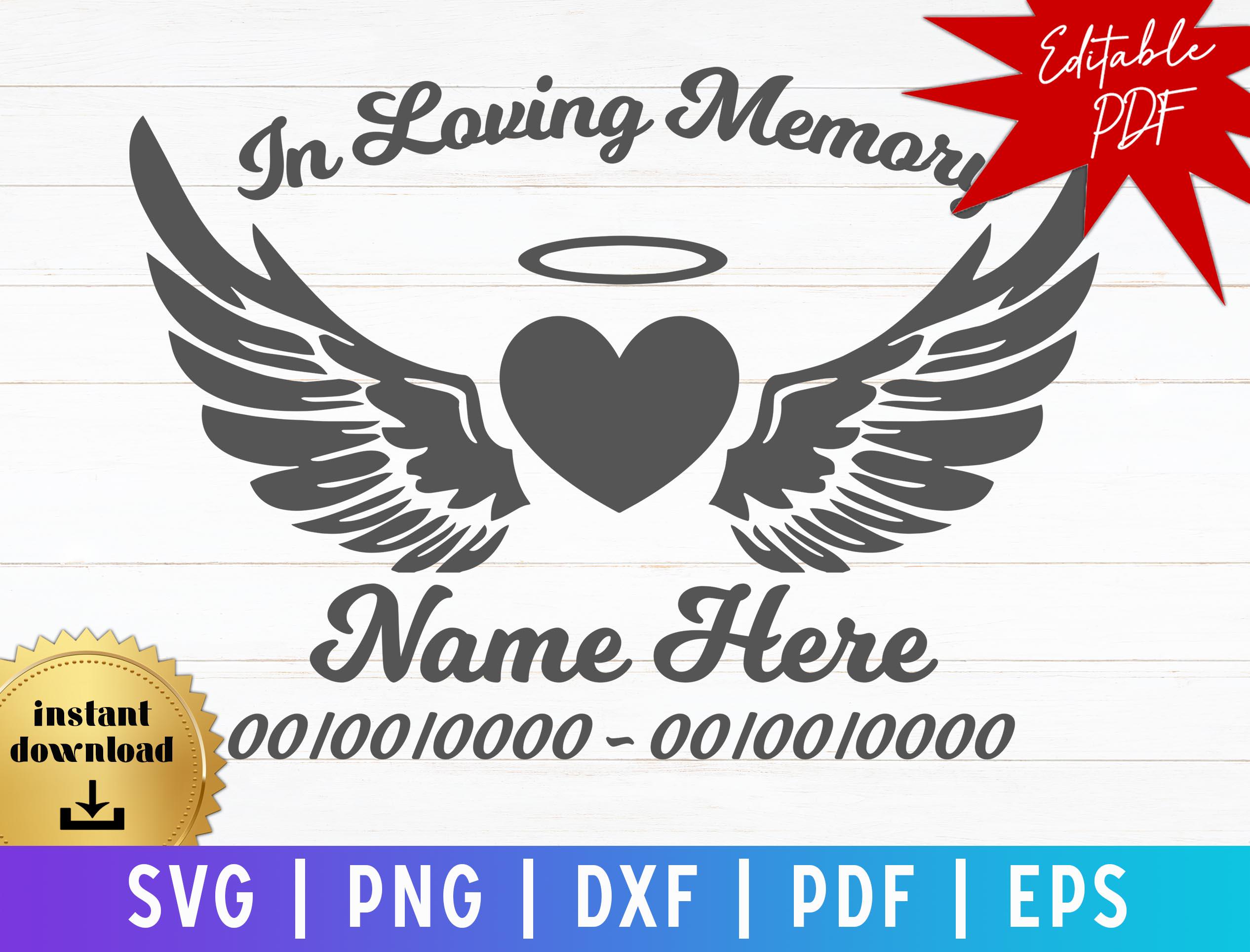 In Loving Memory Wings SVG: Funeral Memorial Design (Digital File)