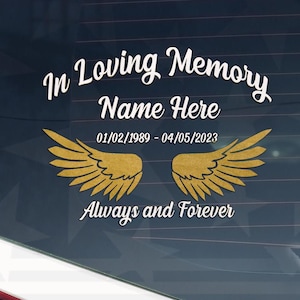 Adesivo de vinil &quot;In Loving Memory Wings&quot;: Memorial para um ente querido