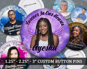 Custom Memorial Button Pin: Funeral Remembrance, Personalized Photo