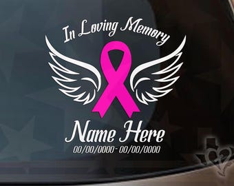 Memorial Cancer Ribbon Vinyl Decal: In Loving Memory