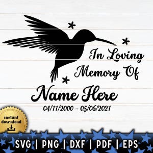 愛を込めてハチドリ SVG | ハチドリを偲んで葬儀デザイン | ハチドリを偲んで SVG デジタルファイル | レーザー彫刻