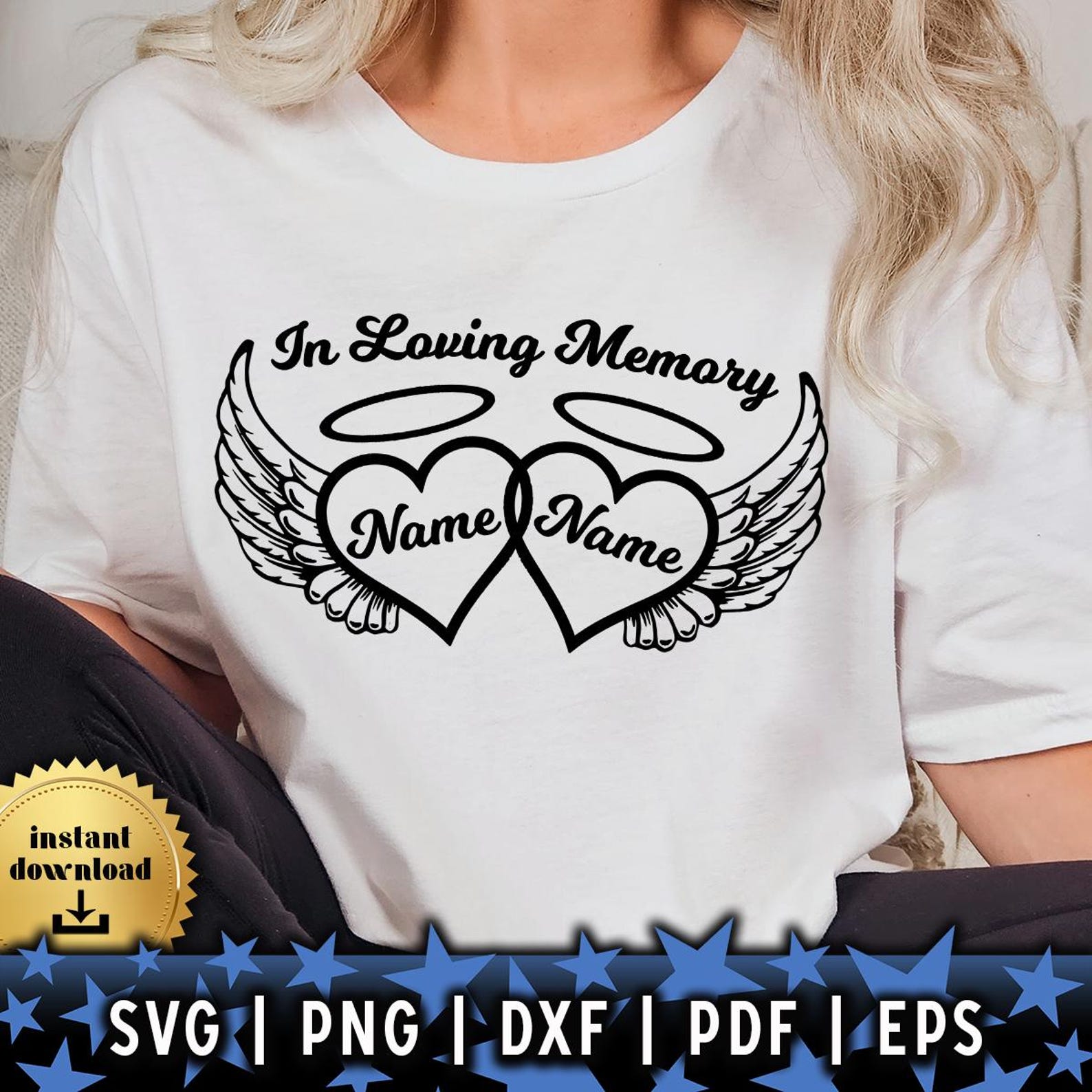 In Loving Memory Two Hearts SVG: Memorial Design (digital File) - Etsy