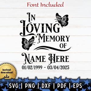 In Loving Memory Butterfly Heart Memorial PDF | Butterflies In Loving Memory Funeral Design | Memorial SVG | In Memory Digital File