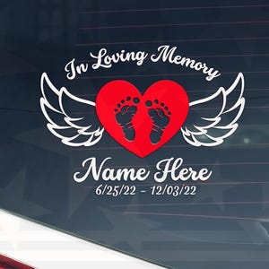 Naklejka winylowa pamiątkowa „Angel Wings”: W kochającej pamięci