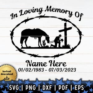 愛を込めてカウボーイ追悼 SVG | カウボーイ追悼葬儀デザイン | カウボーイ追悼 SVG | 愛を込めて追悼デジタルファイル