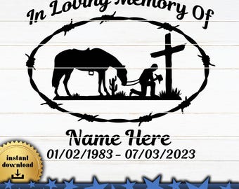 Cowboy Memorial SVG: In Loving Memory Funeral Design (Digital File)