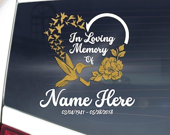 Vinilo decorativo personalizado conmemorativo, pegatina para coche "En memoria de un ser querido", calcomanía de recuerdo personalizada