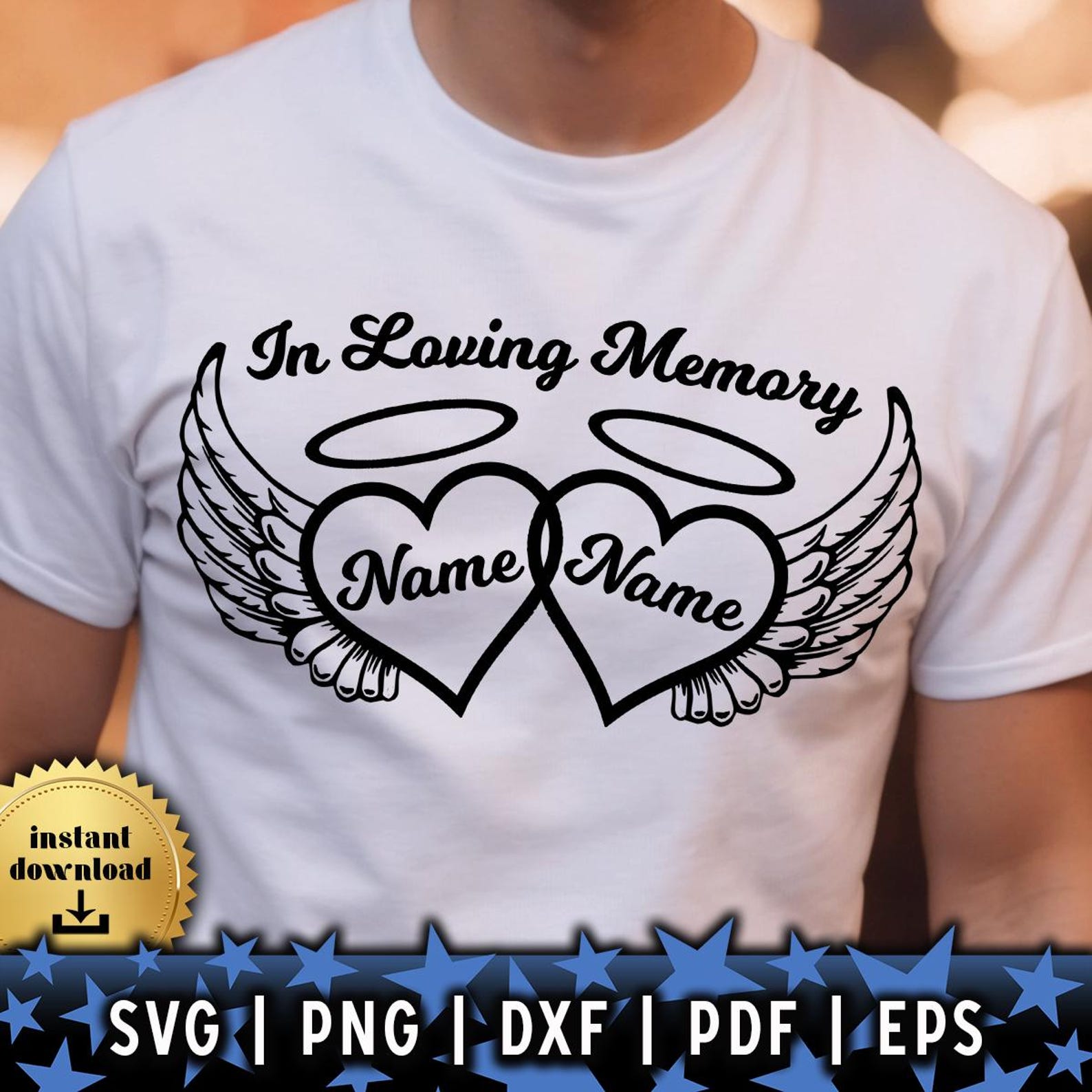In Loving Memory Two Hearts SVG: Memorial Design (digital File) - Etsy