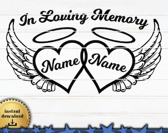 In Loving Memory Two Hearts SVG: Memorial Design (Digital File)