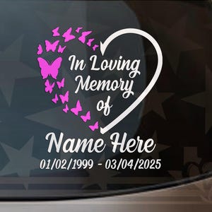 In Loving Memory Butterfly Heart Vinyl Decal | Memorial Vinyl Decal | Memorial Butterfly Vinyl Decal | Celebration of Life Vinyl Decal