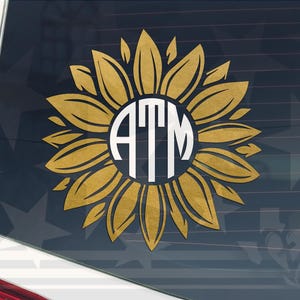 Sunflower Monogram Vinyl Decal | Sunflower Vinyl Decal | Sunflower Vinyl Decal |  Monogram Vinyl Decal | Sunflower Vinyl Decal