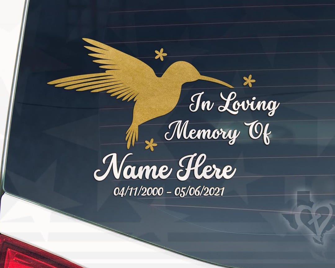 Custom Hummingbird Memorial Decal – in Loving Memory Car Window Sticker ...